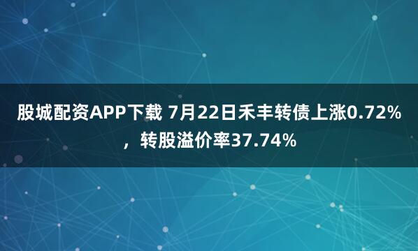 股城配资APP下载 7月22日禾丰转债上涨0.72%，转股溢价率37.74%