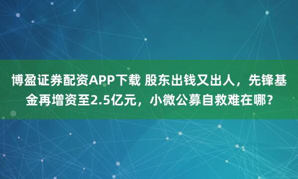 博盈证券配资APP下载 股东出钱又出人，先锋基金再增资至2.5亿元，小微公募自救难在哪？
